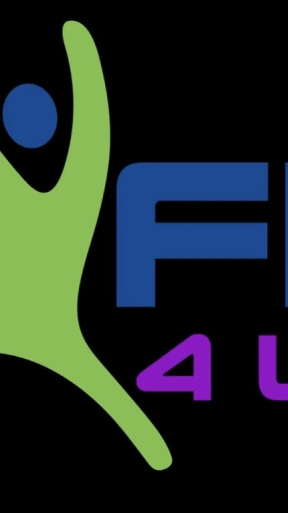 BFit4Life logo with black background with blue, purple, and green text