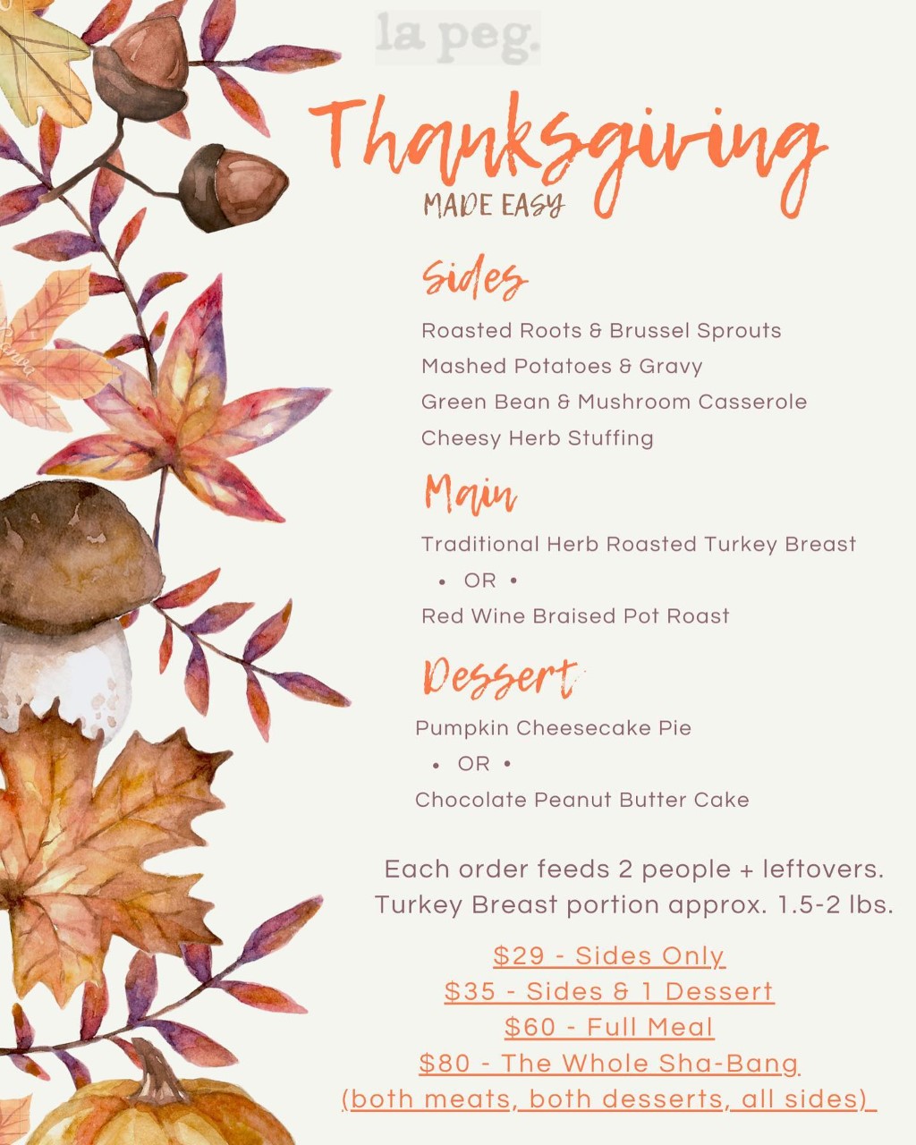 Thanksgiving menu in text