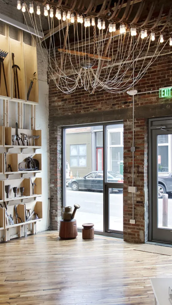 Interior of office with window view of 2nd Street