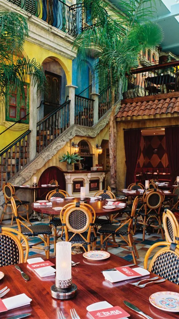interior of Cuba Libre restaurant with tables and chairs