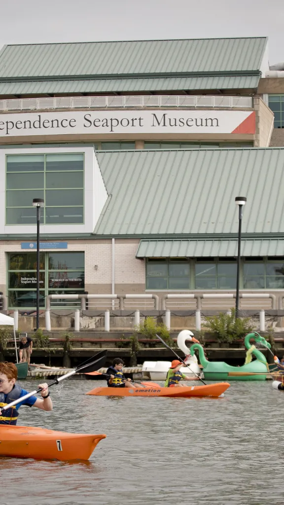 Exterior of Independence Seaport Museum overlooking the Delaware River
