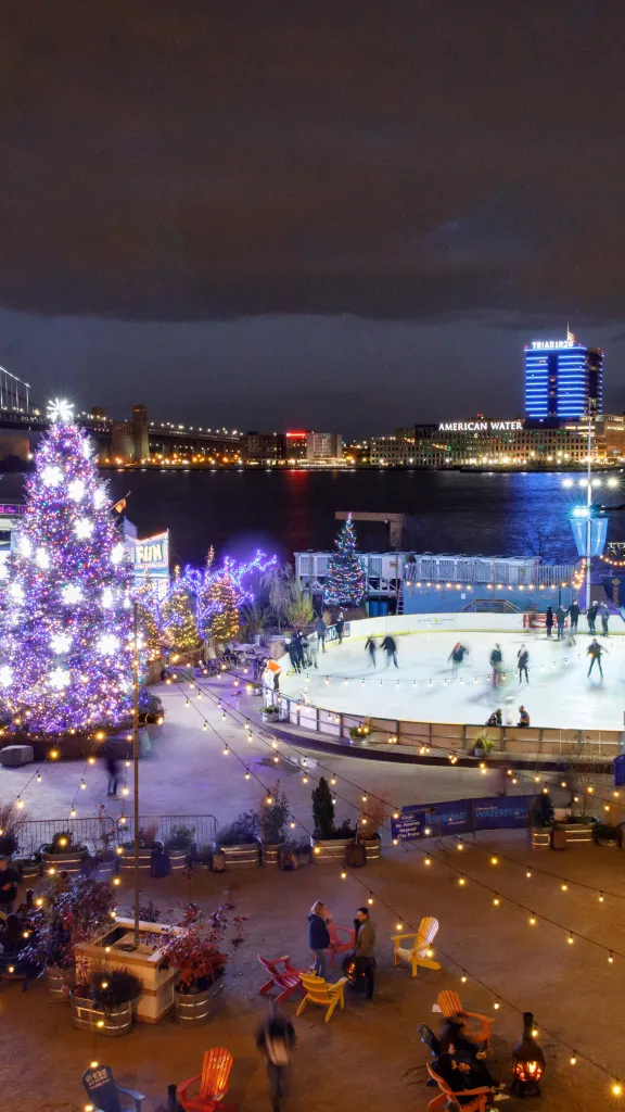 Blue Cross RiverRink Winterfest with ferris wheel and ice rink on the Delaware River