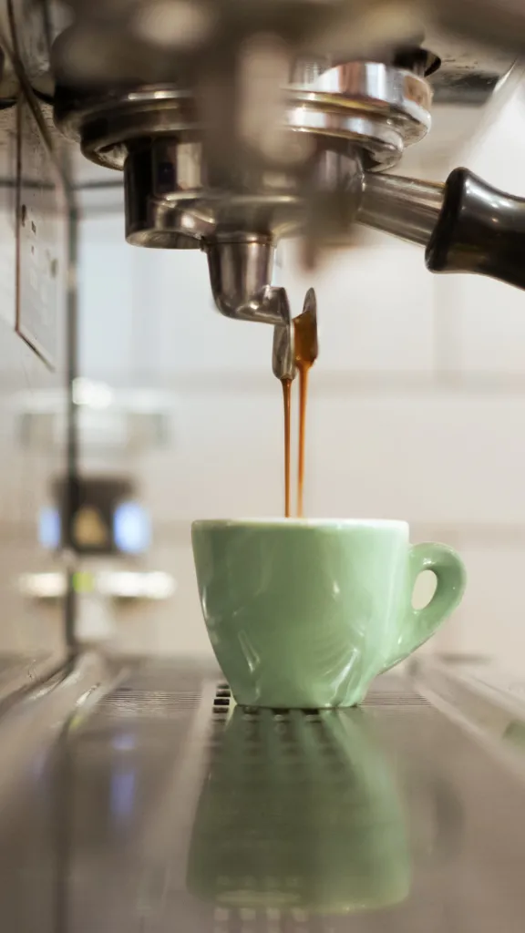 Coffee in green cup at Menagerie Coffee