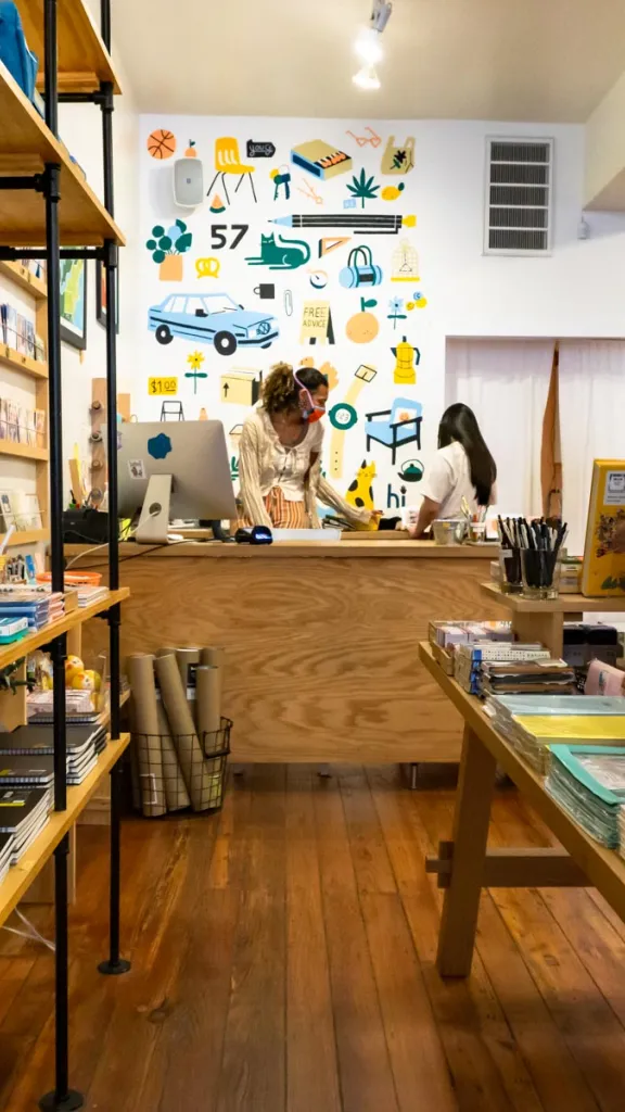 Inside of Omoi Zakka Shop with displays of merchandise 