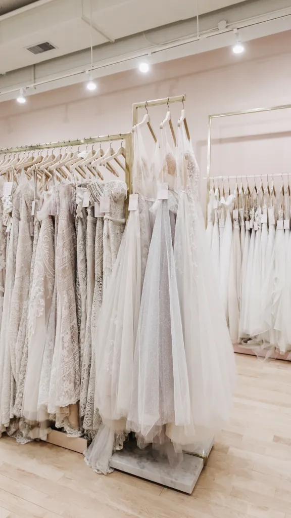 Interior of Lovely Bride with bridal gowns on display