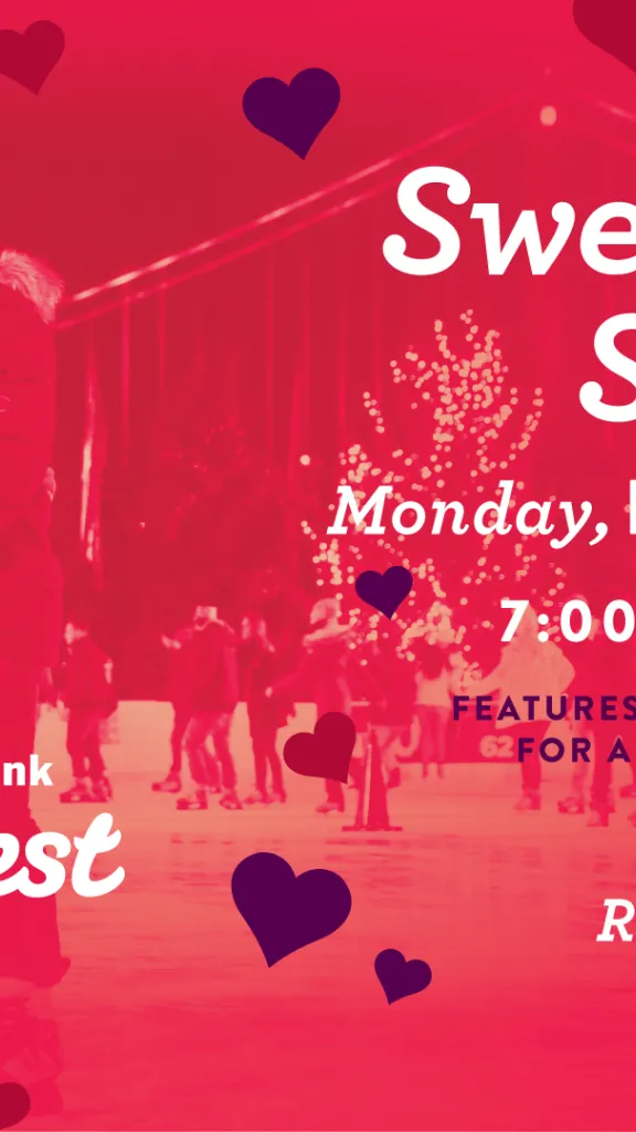 Sweetheart Skate graphic with event information and a photo of two people skating
