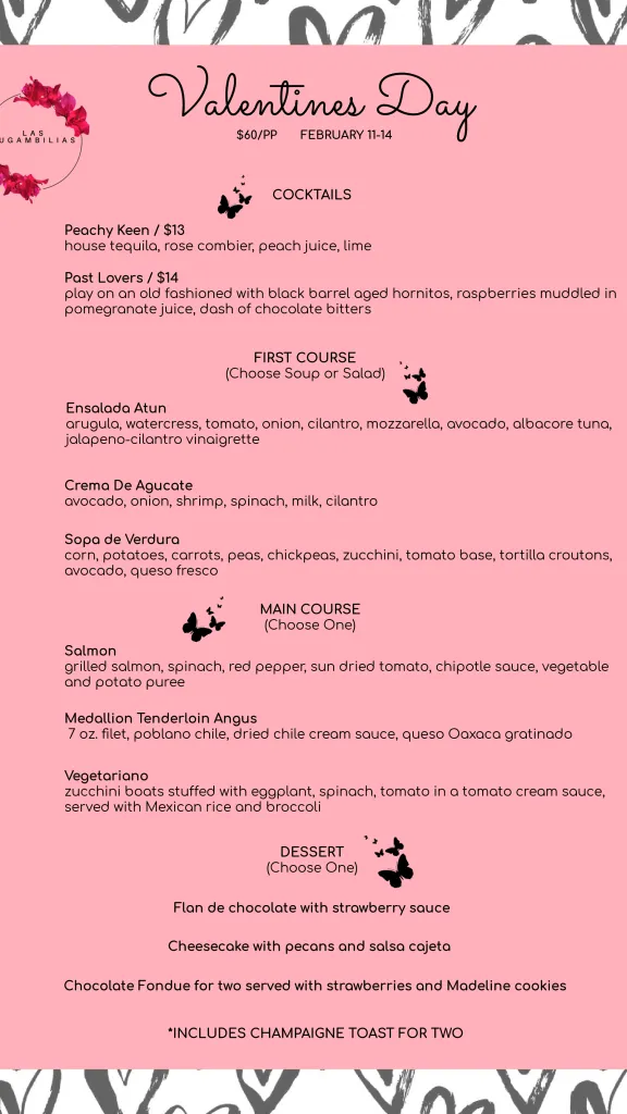 Valentine's Day Menu at Las Bugambilias