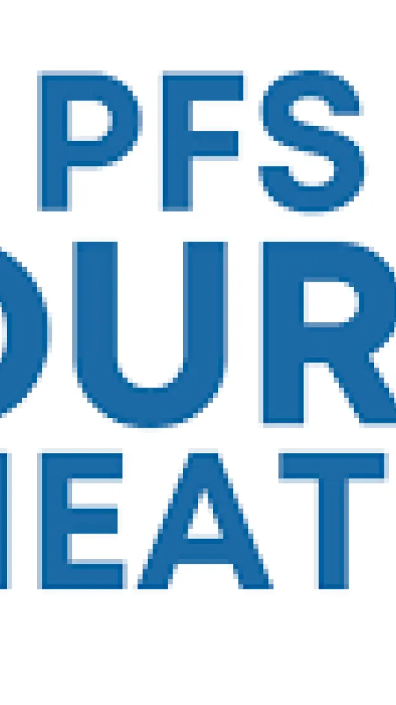 PFS Bourse Theater in capitalized blue letters