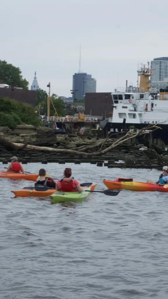 People kayaking in the Delaware River