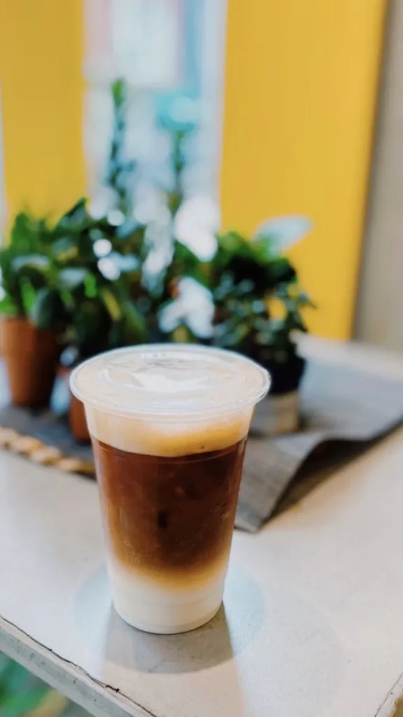 Coffee on display on counter at Eggcellent Cafe