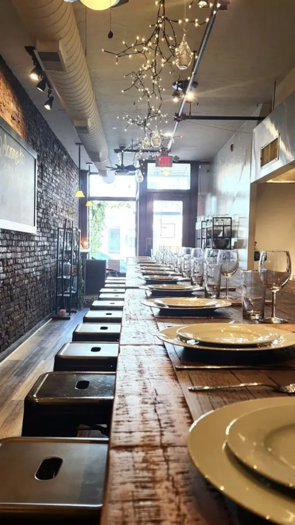 Interior of Old City Kitchen with table set