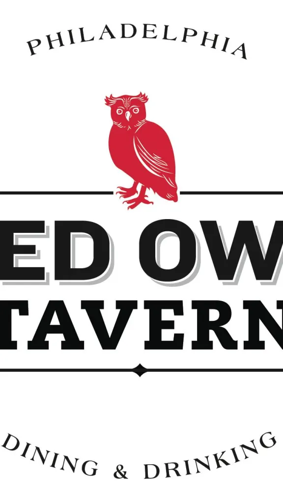 Red Owl Tavern logo with red owl and black text that reads "Philadelphia Dining & Drinking"