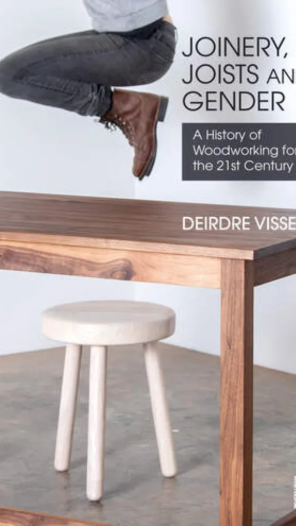 Event graphic with information in text and a photo of a person jumping and a table and stool