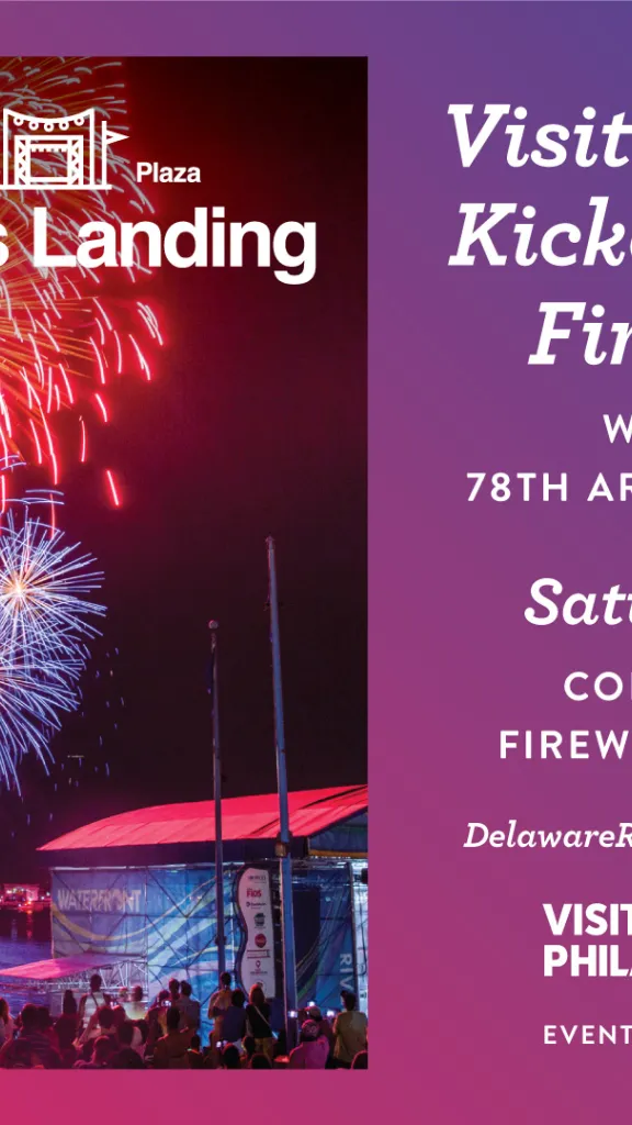 Fireworks going off at Penn's Landing