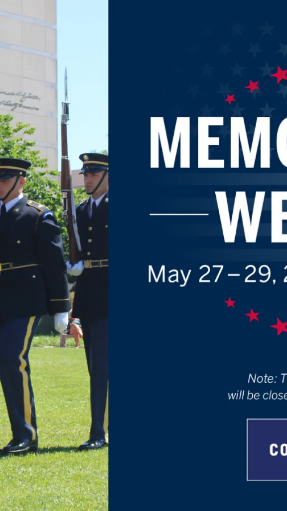 Soldiers lined up by the National Constitution Center