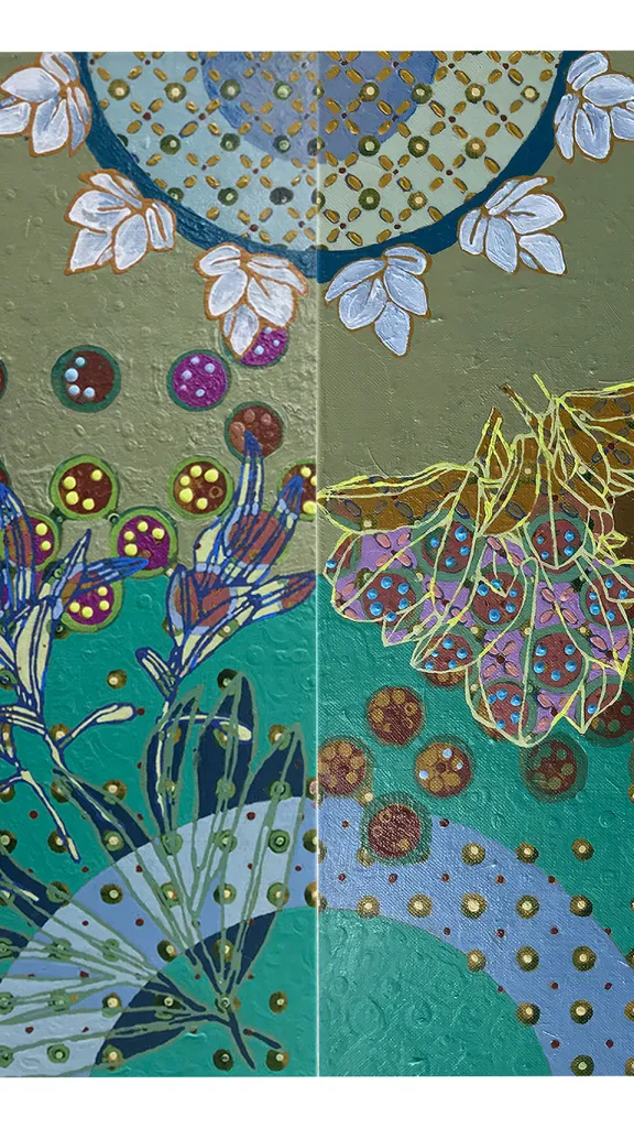 Colorful painting by Rashidah Salam