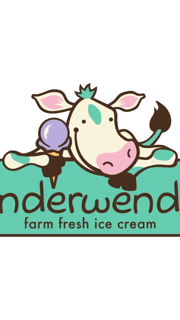 Vanderwende's Ice Cream logo with a cow holding an ice cream cone and "Vanderwende's farm fresh ice cream" in text