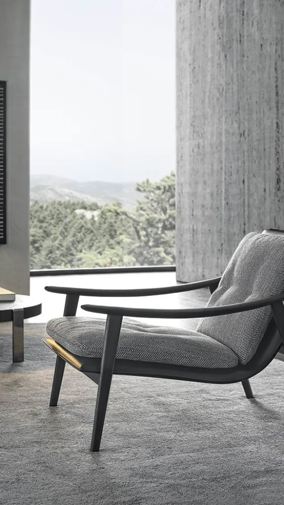 Gray chair on display in modern home