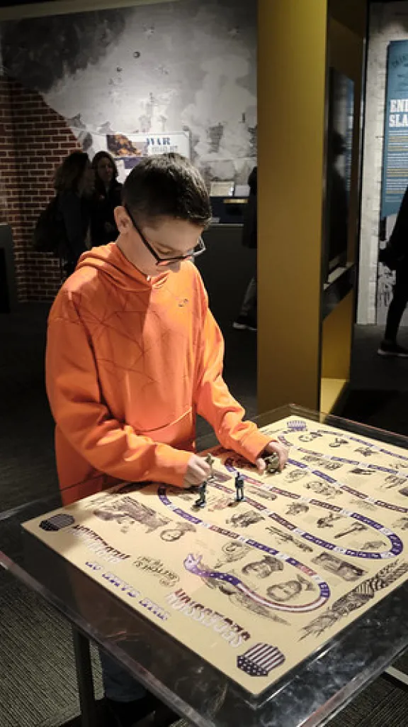 A boy at an exhibit at the National Constitution Center