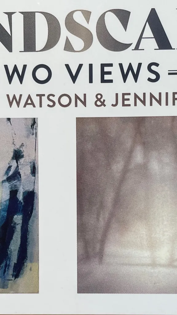 Two different paintings, one blue, one grey