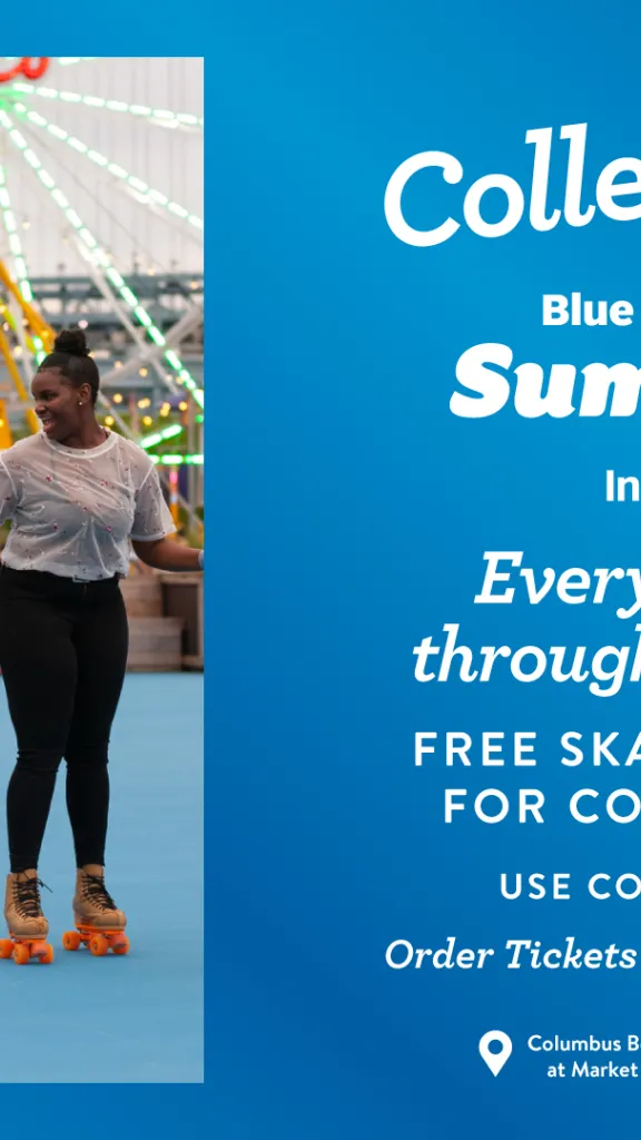 People roller skating at the Blue Cross RiverRink