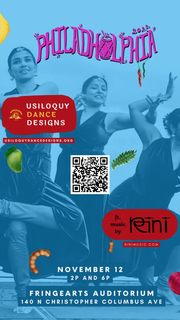 Event poster with three people dancing and event information in text