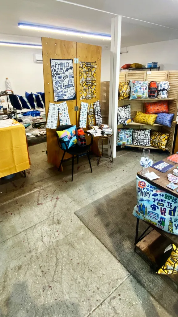 Photo of studio with handmade items on display