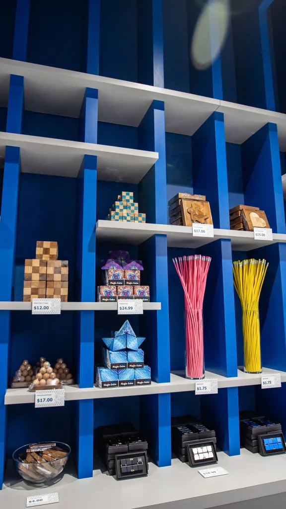 Items on display the Museum of Illusions gift shop