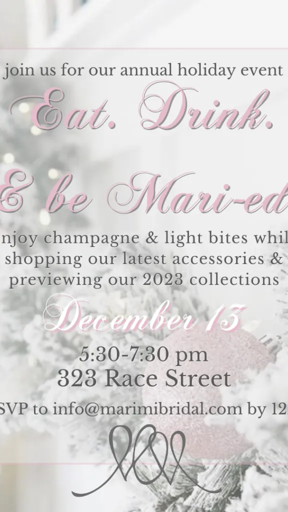 Event graphic with information in text and Christmas tree in background