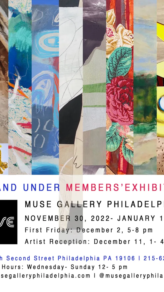 Artwork from several artists on a graphic with event information in text