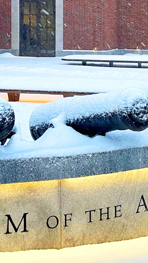 Snow outside the Museum of the American Revolution