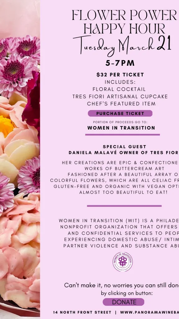 Event graphic with floral cupcakes