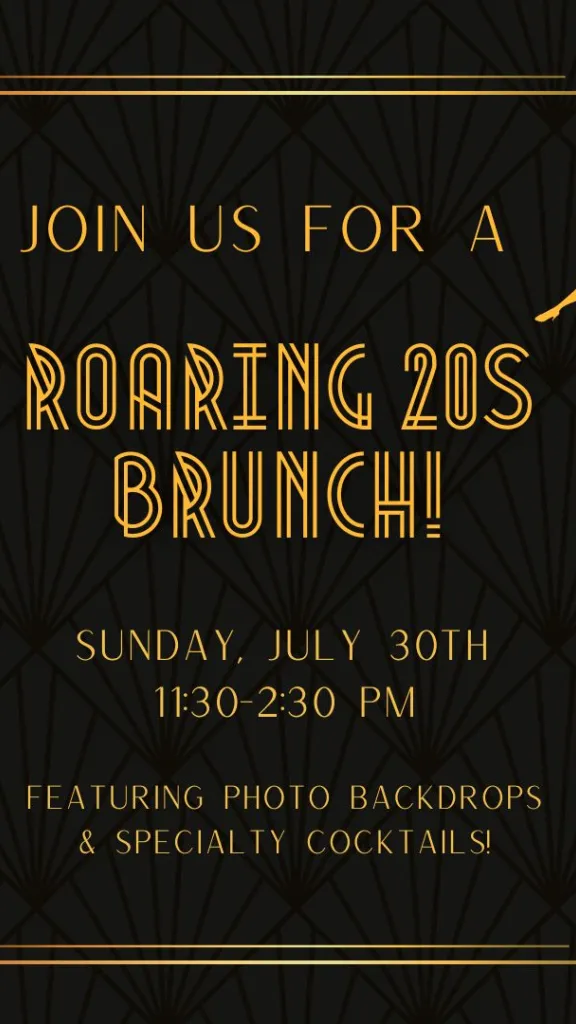Great Gatsby Brunch graphic with event information