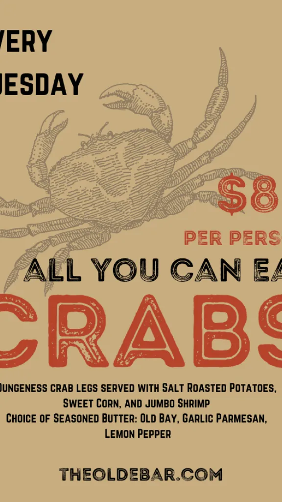 All You Can Eat Crabs at The Olde Bar
