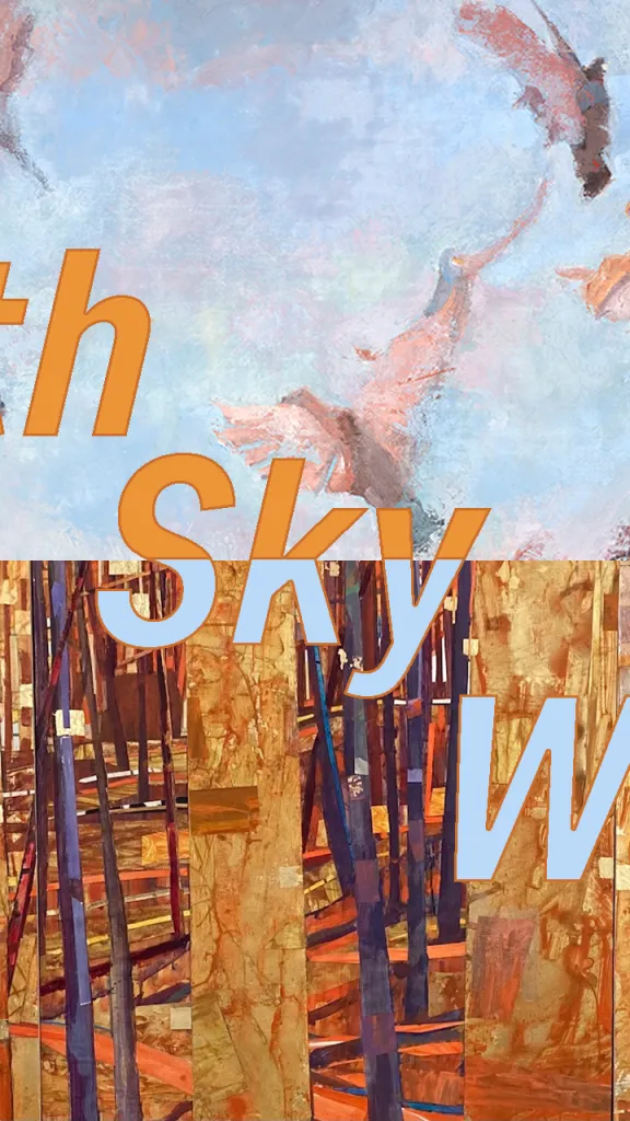 Earth, Sky, and Water Exhibition graphic with artwork