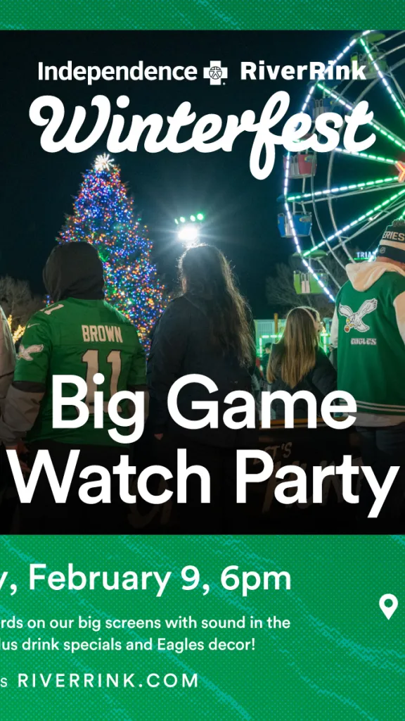 Graphic detailing the Super Bowl Watch Party. 