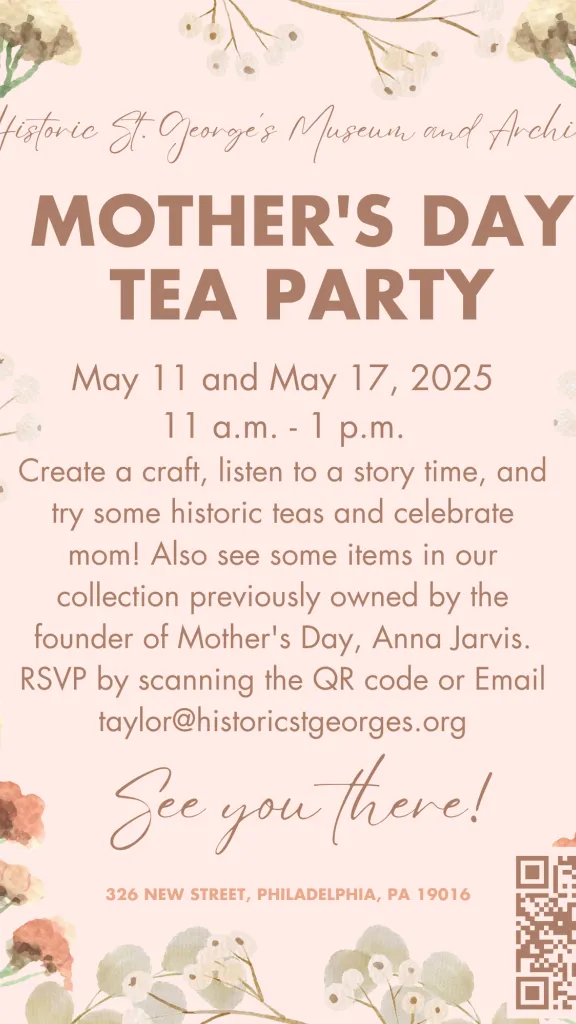 Water color flowers on a pink background with a QR code on the bottom right corner