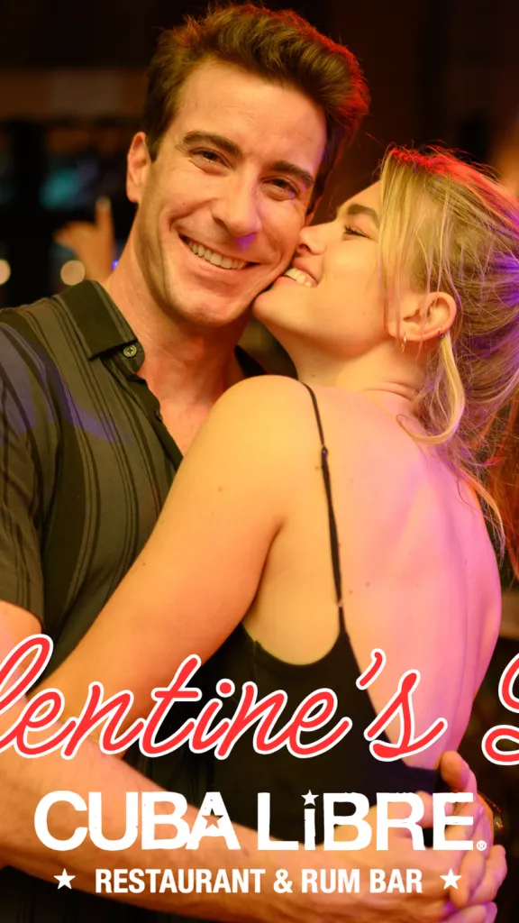 Man and woman hugging and smiling