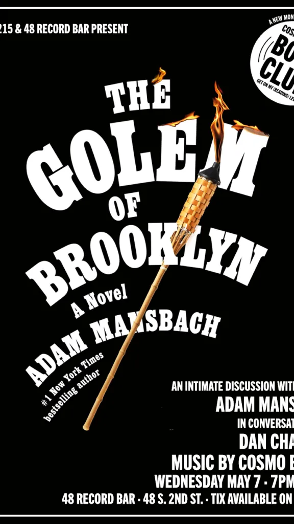 Book cover image and event info