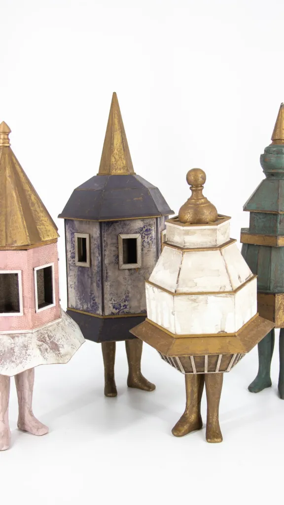 A group of mixed media sculptures by Seth Clark