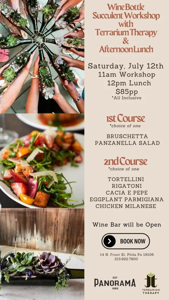 wine bottle succulent workshop & lunch
