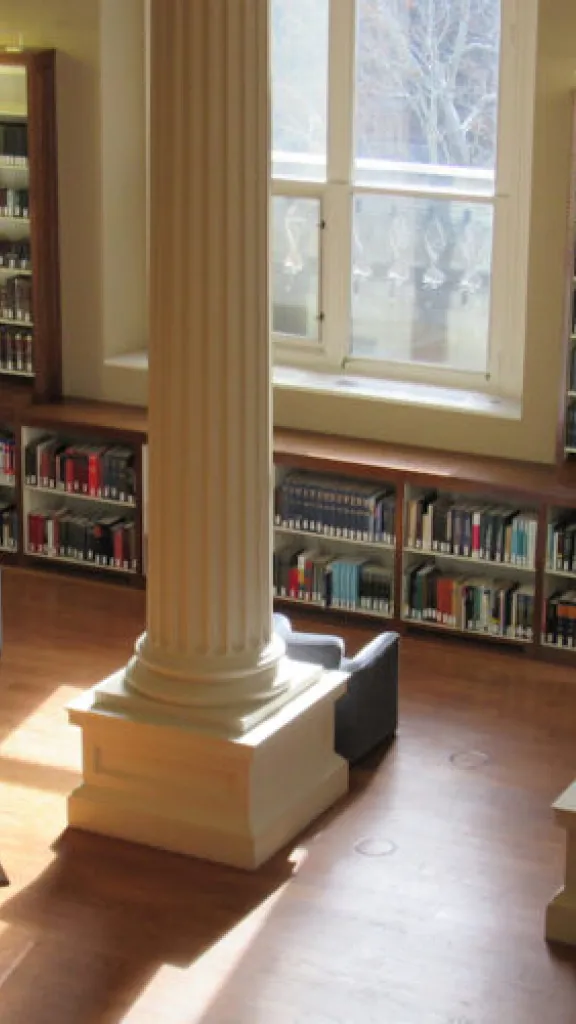large columns and windows in a library