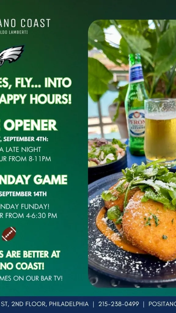 Special Eagles Game Happy Hour at Positano Coast 