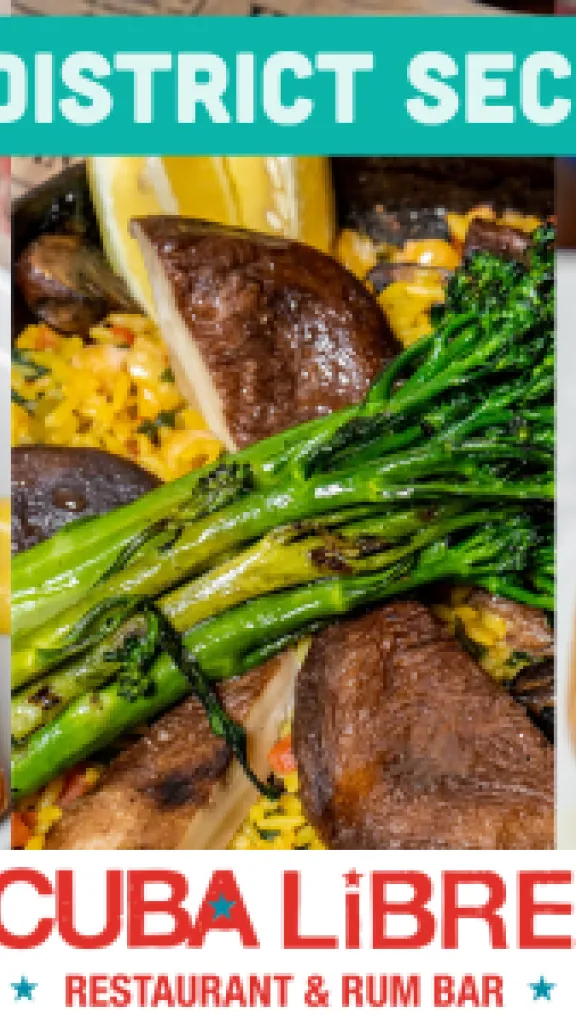 Empanada, Paella Vegetariana, and Tres Leches Cake photos with 'Old City District Secret Menu'