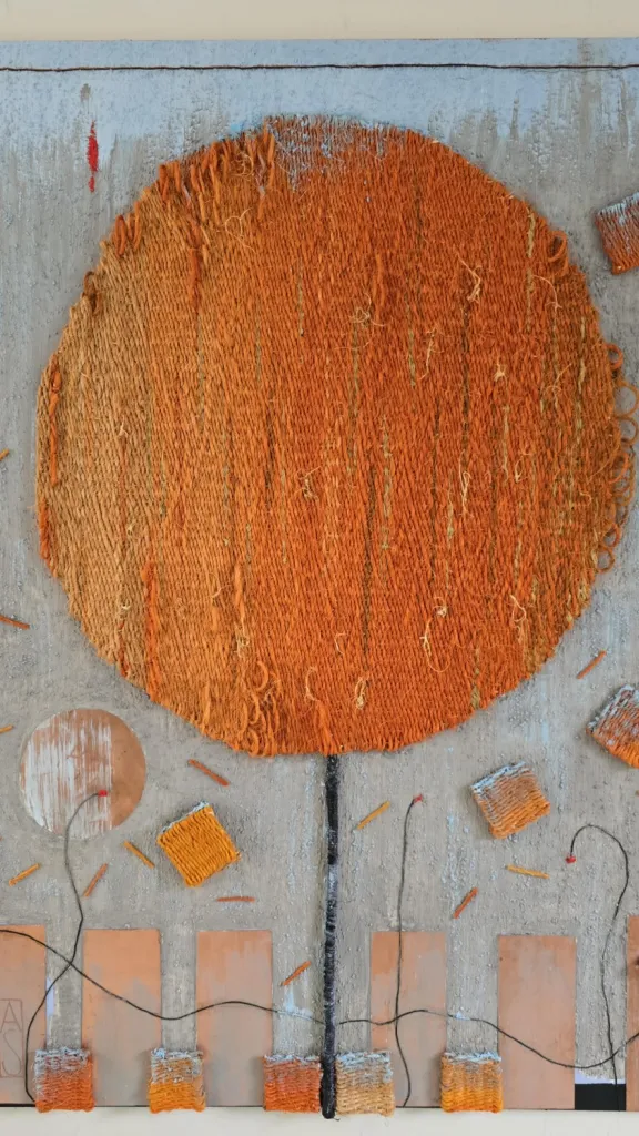 Pumpkin Tree - Sisal and Metal on Canvas