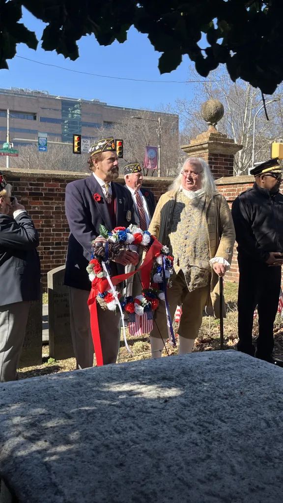 Benjamin Franklin portrayer at Christ Church Burial Ground Procession