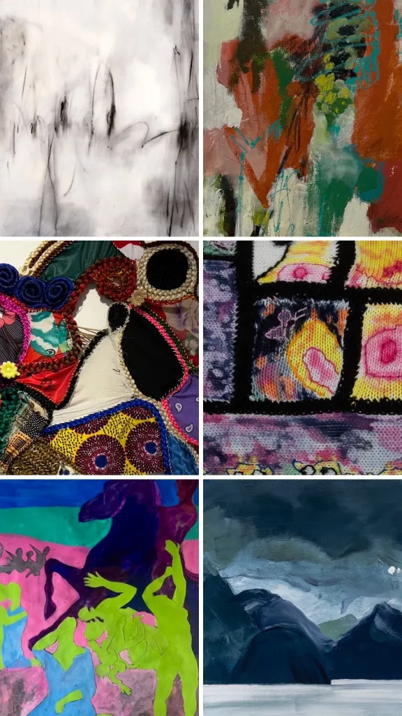Montage of works of exhibiting artists