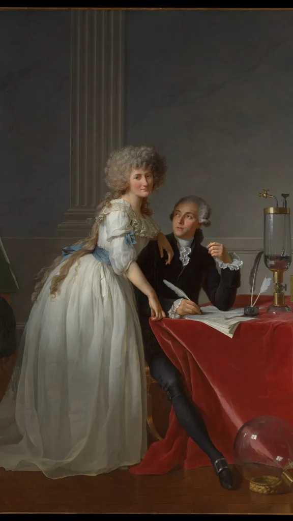 18th century man and woman seated at a table