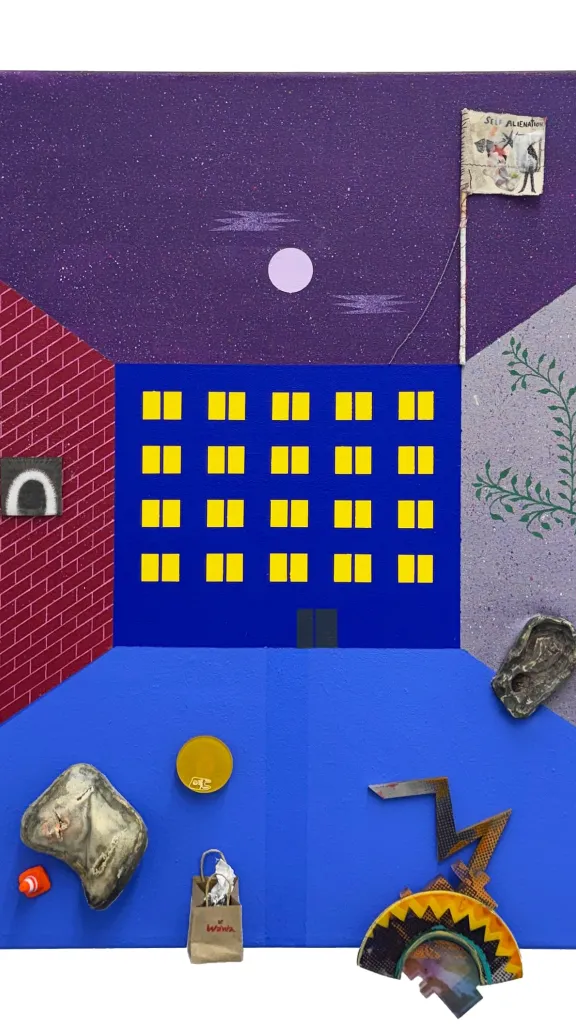 we call the moon the people’s wife, 30 x 40 inches / 76 x 102 cm, mixed media on canvas / panel, 2026