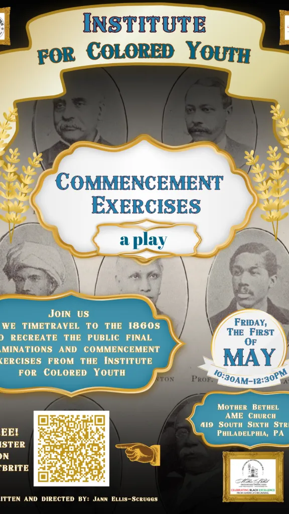 Step back into the 1860s for a live theatrical production recreating the public final examinations and commencement exercises of the historic Institute for Colored Youth. This engaging performance highlights the voices, achievements, and educational legacy of Black students during a pivotal moment in history.